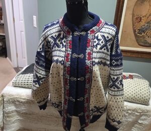 Navy and Cream Nordic Cardigan